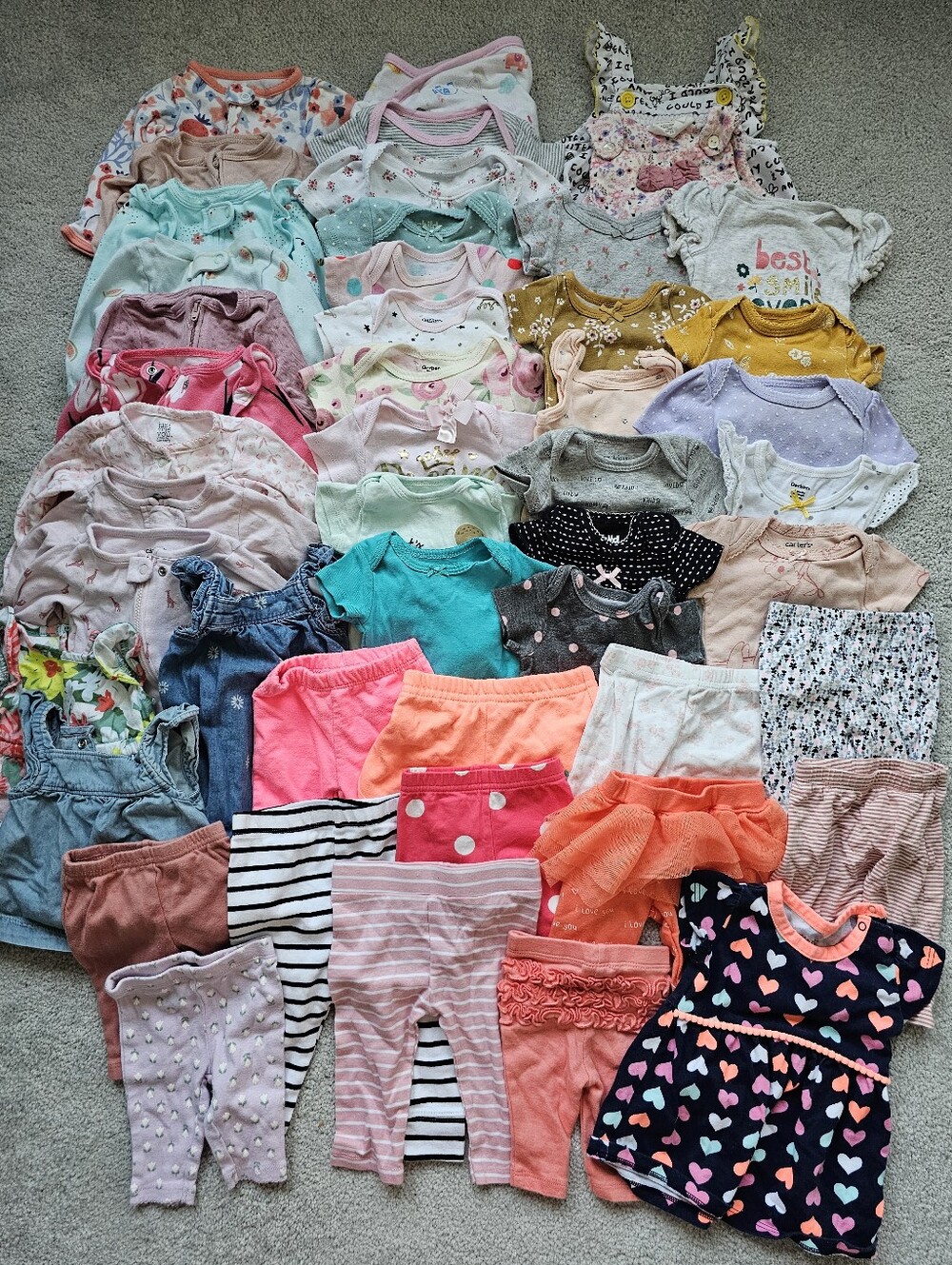 48pc baby girl clothing NB 3 month shorts dress footie onesie pants swaddle tops